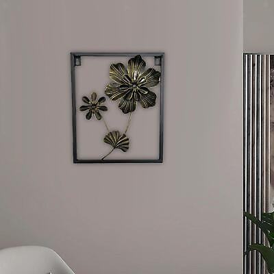 #ad Floral Wall Sculpture Hanging Home Indoor Rustic Flower Metal Wall Art Decor $18.67