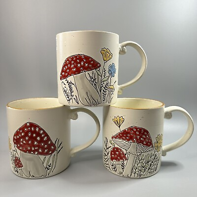 #ad Spectrum Designz 2023 Spring Mushroom Big Coffee Tea Mug Cup 21 Oz Set of 3 $42.95