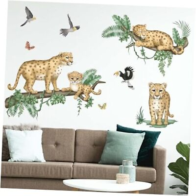 #ad Jungle Animals Leopard Wall Decals Safari Cheetah Wall Stickers Baby $26.83
