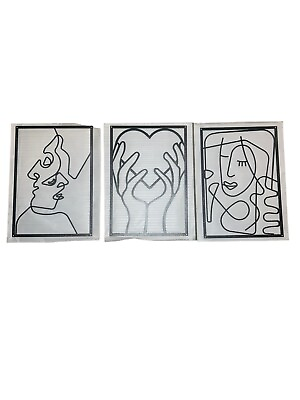 #ad Abstract Wire Framed Wall Art Set Of 3 17x12 $37.31