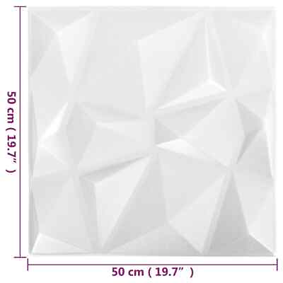 #ad 3D Wall Panels 24 pcs 50x50cm Diamond White 6m² $127.92