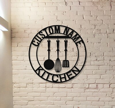#ad Customized Kitchen Metal SignKitchen Wall ArtPersonalized Indoor Kitchen Sign $55.19