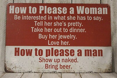 #ad How to Please a Woman Man Tin Sign Metal Funny Vintage Rustic Style Women $11.97