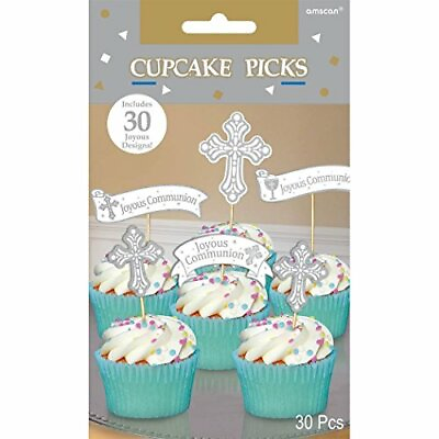 #ad #ad amscan Communion Silver Cupcake Picks Party Supply 15 Pks. $9.02