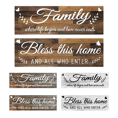 #ad Family Signs for Home Decor Wall 2 Pieces Rustic Home Wall Wood Decor Signs $18.99