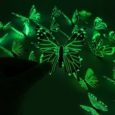 #ad 12PCS Glow in Dark 3D Butterfly Wall Stickers Home Decor Sticker Room Decoration C $2.70