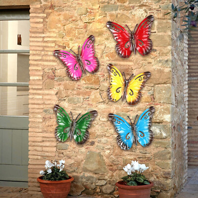 #ad #ad 5PC Colorful Metal Butterfly Outdoor Garden Decor Yard Lawn Wall Art Metal Decor $11.49