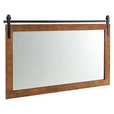 #ad Rectangle Wall Mirror Wood Framed Rustic for Living Room Bedroom Entryway Decor $109.99