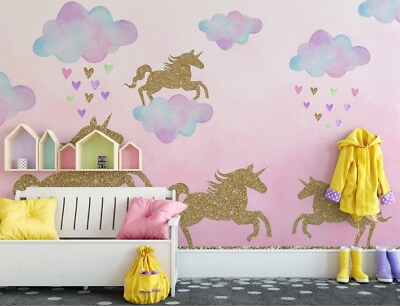 #ad Unicorn Wall Stickers for kids#x27; bedrooms Pink Unicorn Decals for bedrooms Unic $12.99