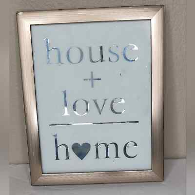 #ad House Plus Love Equals Home Silver Mirrored Wall Decor flaw $19.99