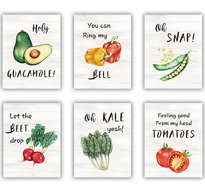 #ad #ad Funny Vegetable Quotes Print Kitchen Cooking Food Wall Art Prints Set of 6 $19.00
