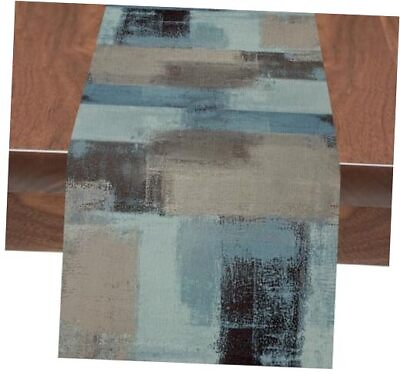 #ad Abstract Art Table Runner 13x72 inches Long Blue Abstract Oil Painting Art $12.78