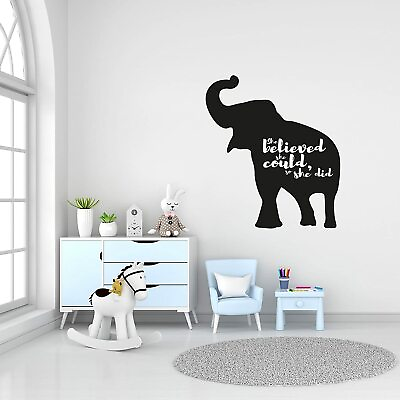 #ad She Did Quote Elephant Animal Wall Art Stickers for Kids Home Room Decals $14.00