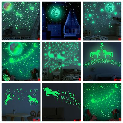 #ad Luminous Castle Moon Wall Stickers 3D Fluorescent Unicorn Home Decals 1PCs $43.24