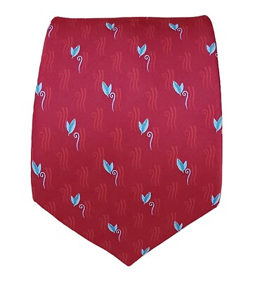 #ad LANVIN Red Art Leaf Tie FRANCE 61quot; 3.6quot; EC $46.98