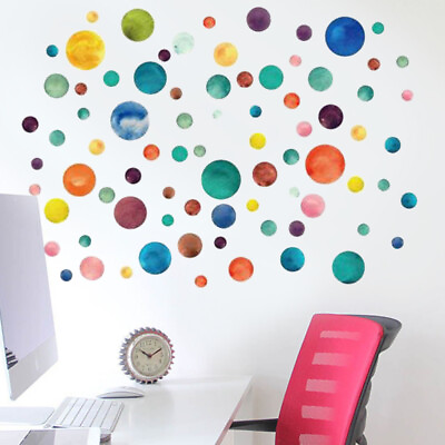 #ad 1PC Colorful Dots Circle Wall Stickers For Kids Rooms Home Decor Wall $11.59