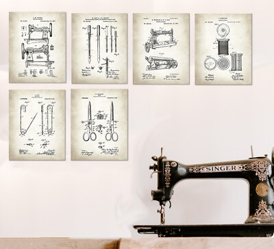 #ad Sewing Dressmaking Seamstress Patent Home Decor Wall Art Prints Set of 6 $16.20