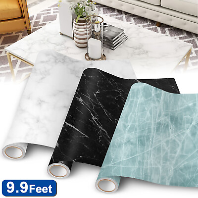 #ad 10ft Self Adhesive PVC Waterproof Oil proof Kitchen Wallpaper Roll Marble Decor $9.95