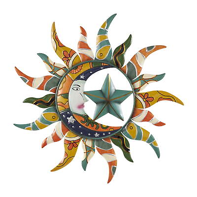 #ad Multi Colored Metal Indoor Outdoor Sun and Wall Decor with Abstract $34.83