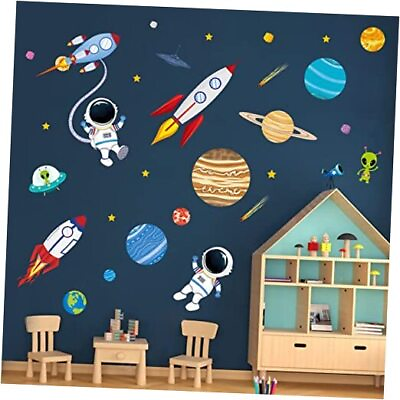 #ad #ad Outer Space Wall Decals Rocket Planets Astronaut Wall Stickers Baby Nursery $22.38
