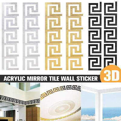 #ad 10 30PCS 3D Acrylic DIY Mirror Tile Wall Sticker Removable Decal Art Mural Decor $16.14