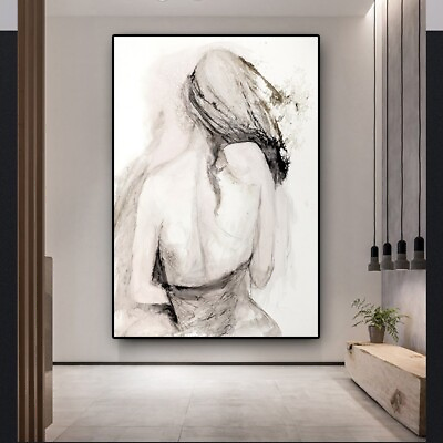 #ad Black and White Figure Oil Canvas Wall Art Vintage Abstract Living Room Decor $19.99