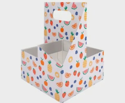 #ad NEW Sun Squad 2CT All Over Fruit Print Carrying Caddy Summer Drink Container $5.99
