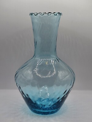 #ad Vintage Mid Century Modern Small blue optic glass vase 1960s $8.00