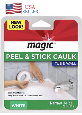 Magic Peel amp; Stick Caulk Tub amp; Wall WHITE 7 8quot; x 11#x27; Bathtub Shower Water Seal $13.67