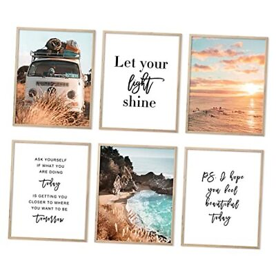#ad Motivational Wall Art Beach Wall Decor for Bedroom Inspirational 8x10 in Orange $16.78