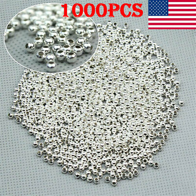 #ad #ad 1000x Genuine 925 Sterling Silver Round Ball Beads Jewelry DIY Making Finding US $5.69