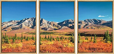 #ad Autumn Mountain Landscape Wall Art Framed Canvas Prints Set of 3 $104.49