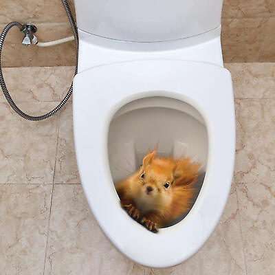 #ad Wall Stickers 3D Squirrel Toilet Lid Stickers Realistic Wall Stickers $8.00