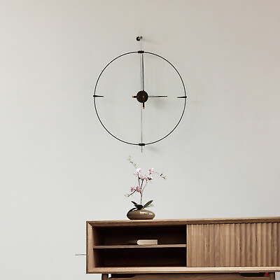 #ad Minimalist Metal Ring Large Wall Clock Silent Modern Design Home Decor Black $51.84