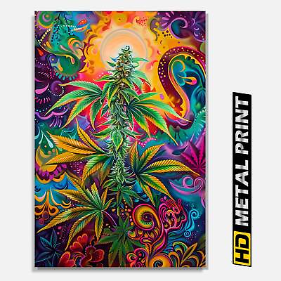 #ad Bud Scape Cannabis Trippy Poster Metal Print Psychedelic Wall Art $54.99