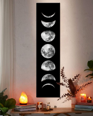 #ad Moon Phase Wall Art Painting Black and White Moon Canvas Print Poster Wall Art $19.00