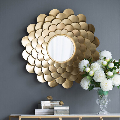#ad D31.5x3quot; Gold Mirrored Floral Wall Decor Wall Mirror for Living Room Entryway $222.00