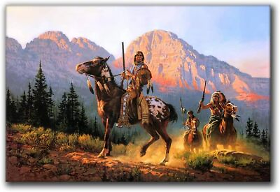 #ad Indian Warrior Wall Art Canvas Prints Native American Decor Chief Poster $39.90
