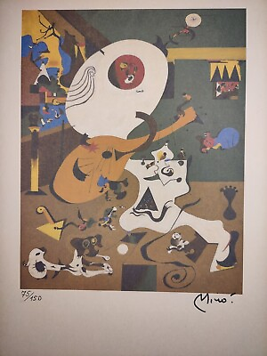 #ad COA Joan Miro Painting Print Poster Wall Art Signed amp; Numbered $149.95