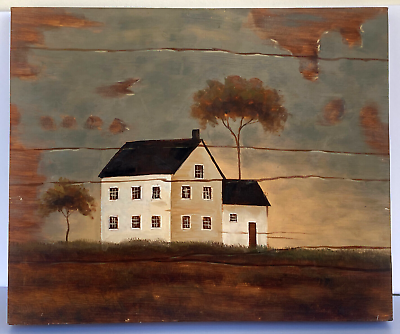#ad #ad Wall Art Canvas Large Primitive Painting White House 20quot; $139.99