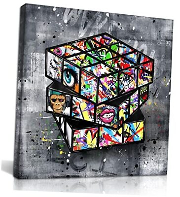 #ad #ad Banksy Canvas Wall Art for Bedroom Street Graffiti Wall Art 14quot;x14quot; Gray $21.31