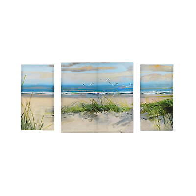 #ad Coastal Dune Scene 44.5quot; x 22.5quot; Beach Painting Canvas Wall Art Blue $28.93