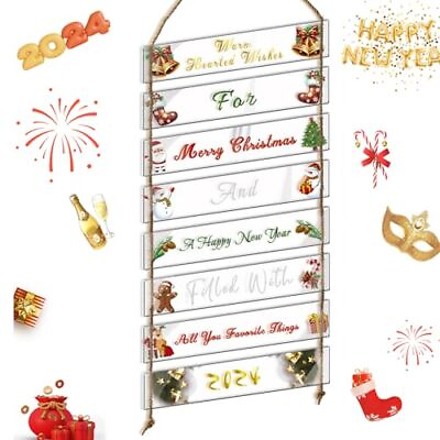 #ad Christmas Wall Decorations Indoor Acrylic Decorative Ornament Happy New Year ... $21.98