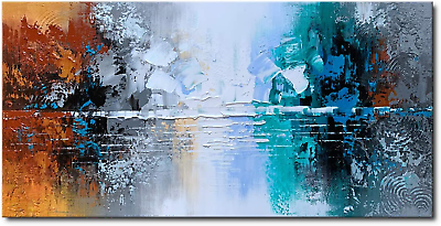 #ad #ad Oil Painting on Canvas Lake Wall Art Modern Abstract Home Decor Hand Painted $126.99