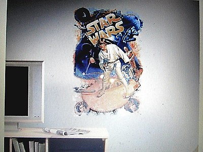 #ad STAR WARS Mega Mural Wall Stickers Retro Decor BiG Luke Skywalker Decal $19.99
