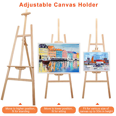 #ad Painting Easel Stand Wood Art Floor Tripod Easel Adjustable Height 63 to 69 Inch $48.37