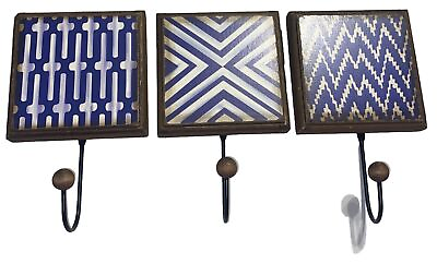 #ad Rustic Wooden Wall Hook Decor New With Tags Awesome Blue Designs $27.00