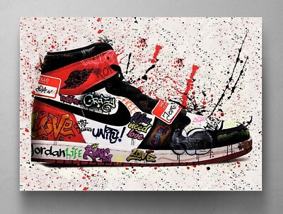#ad Jordan Shoe Hype Sneaker Canvas Print Air Jordan Prints Wall Art Framed Artwork $305.94