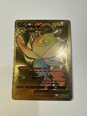 #ad Celebi VMAX Rainbow Gold Foil Pokemon Card🔥 Fan Art 🔥N M $2.73