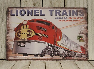 #ad Lionel Trains Tin Metal Sign Poster Toy Trainset Rustic Vintage Style Man Cave $11.97